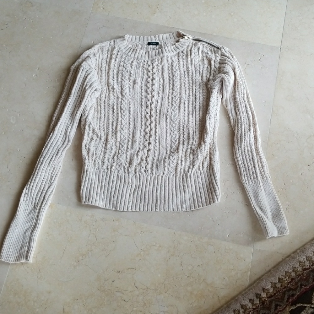Jcrew sweater with cable knit and zipper detail